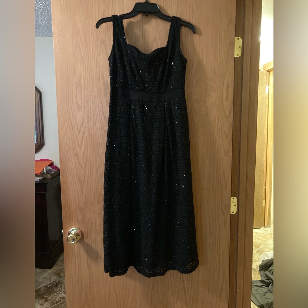 Tea length black sequin Francescas sleeveless dress